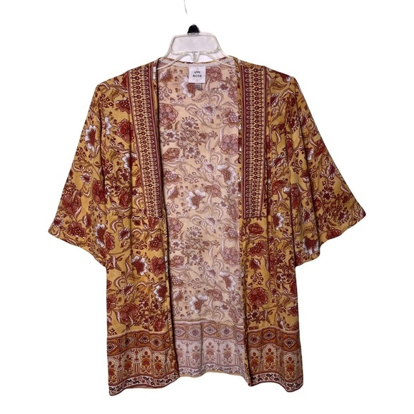 Knox Rose | Yellow Floral Boho Festival Kimono Cardigan, XS/S - Picture 1 of 8